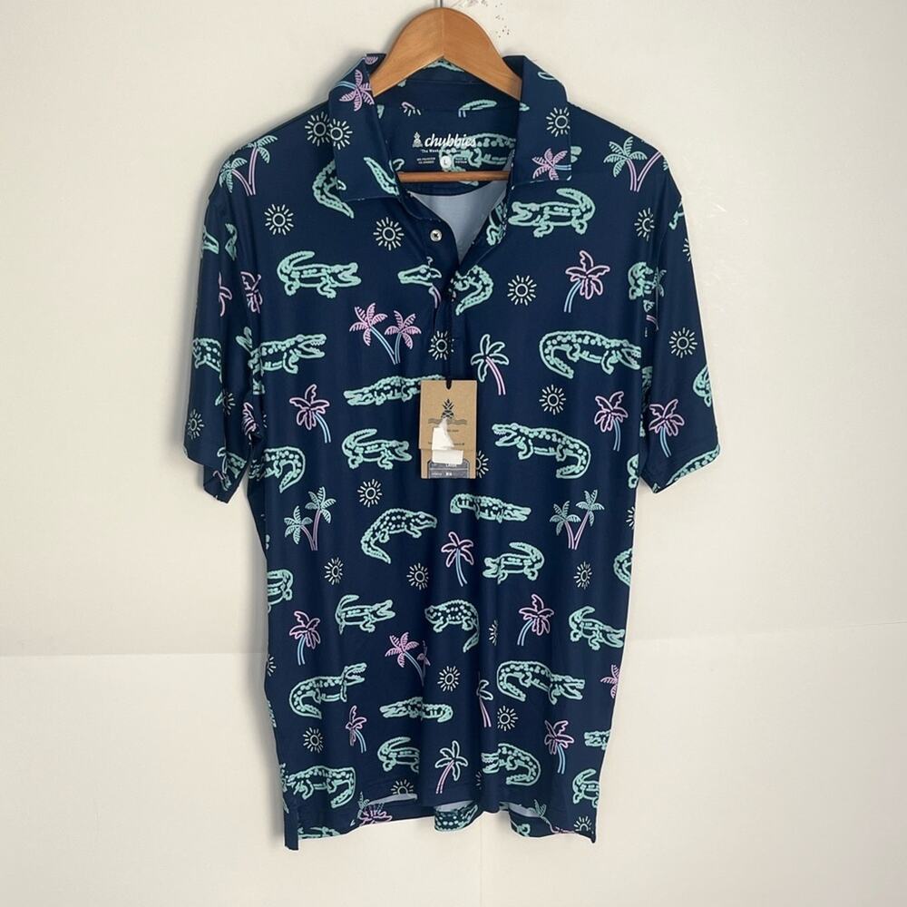 Chubbies Men The Neon Glade Performance Polo Size Large